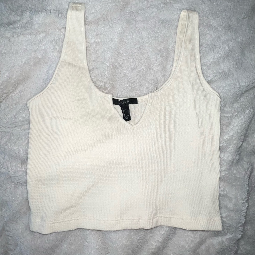 Creme ribbed crop top
